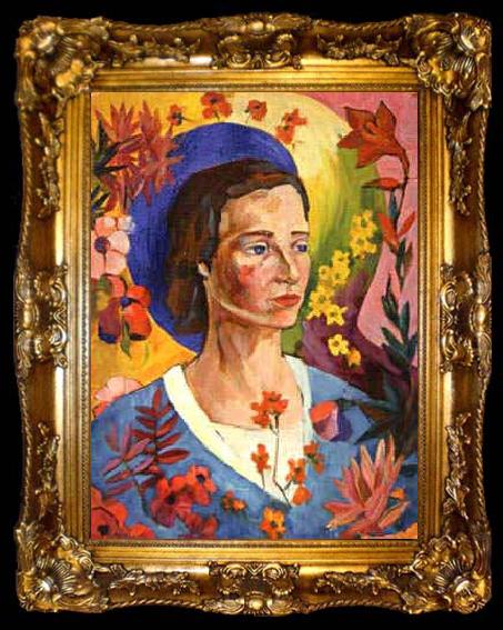 framed  Lentulov, Aristarkh Unknown Lady in Blue, ta009-2